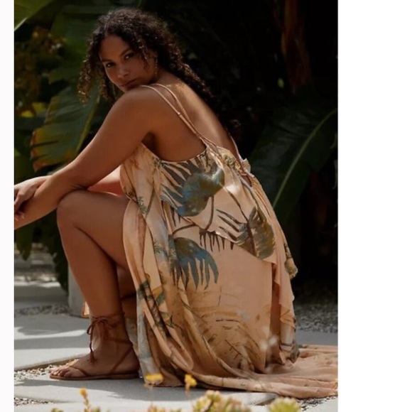 Tahnee Kelland Anthropologie Large Strappy Midi Dress Tropical Jungle - Picture 2 of 11